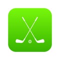 Two crossed golf clubs and ball icon digital green Royalty Free Stock Photo