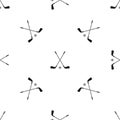 Two crossed golf clubs and ball pattern seamless black Royalty Free Stock Photo