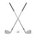 Two crossed golf clubs and ball Royalty Free Stock Photo