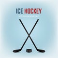 Two crossed hockey sticks and puck. Vector background. Royalty Free Stock Photo