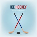 Two crossed hockey sticks and puck. Vector EPS10 background. Royalty Free Stock Photo