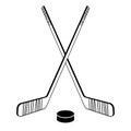 Two crossed hockey sticks