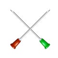 Two crossed injection needles Royalty Free Stock Photo