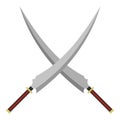 Two crossed Japanese samurai swords icon isolated Royalty Free Stock Photo
