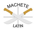 two crossed machetes on white. leaver or machete or golok is a traditional weapon. For poster, banner, web, t-shirt