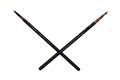 Two crossed used black drumsticks Royalty Free Stock Photo