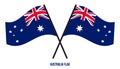 Two Crossed Waving Australia Flag On Isolated White Background. Australia Flag Vector Illustration Royalty Free Stock Photo