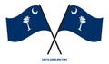 Two Crossed Waving South Carolina Flag On Isolated White Background