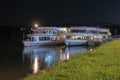 Two cruise ships at the berth of the Danube river Royalty Free Stock Photo