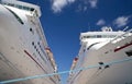 Two Cruise Ships Docked Royalty Free Stock Photo