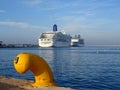 Two cruise ships docked at the port Royalty Free Stock Photo