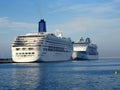 Two cruise ships docked at the port Royalty Free Stock Photo