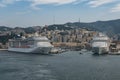 Two cruise ships in the harbor of Genova Royalty Free Stock Photo