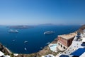 Two cruise ships and other boats in Santorini Royalty Free Stock Photo