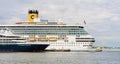 View of Two cruise ships in Port of Tallinn. Estonia Royalty Free Stock Photo