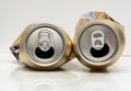 Two crumpled beer beer cans on a white background, aluminum Royalty Free Stock Photo