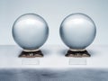 Two crystal balls with blank labels. Conceptual. Add your own copy