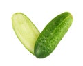 Two cucumber halves isolated Royalty Free Stock Photo