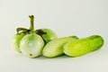 Two cucumber and three eggplant