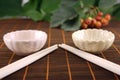 Two cup and china chopstick Royalty Free Stock Photo