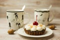 Two Cup of tea and cake on the table Royalty Free Stock Photo