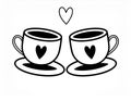 Two cup of tea silhouette flat design Generated image Royalty Free Stock Photo