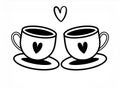 Two cup of tea silhouette flat design Generated image Royalty Free Stock Photo