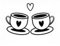 Two cup of tea silhouette flat design Generated image Royalty Free Stock Photo