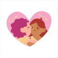 two cupids, angels, cartoons, valentine's day illustration