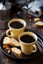 Two cups of black coffee Royalty Free Stock Photo