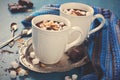 Two cups of chocolate almond milk Royalty Free Stock Photo