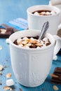 Two cups of chocolate almond milk Royalty Free Stock Photo