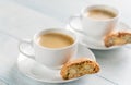 Two cups of coffee with cantuccini Royalty Free Stock Photo