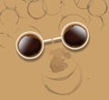 Two cups of coffee look like a pair of sunglasses on a face made of coffee rings Royalty Free Stock Photo