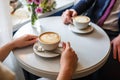 Two cups of coffee on a table in a cafe Royalty Free Stock Photo