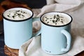 Two Cups of Fresh Hot Potato Soup with Bread Royalty Free Stock Photo