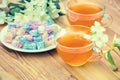 Two cups of green tea with jasmine Royalty Free Stock Photo