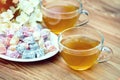 Two cups of green tea with jasmine Royalty Free Stock Photo