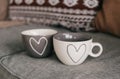 Two cups hearts loving couples home interior