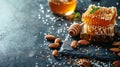 Two Cups of Honey and Nuts on Table Royalty Free Stock Photo