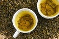 Two cups Indian green tea of Assam