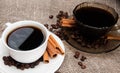 Two cups of morning aromatic coffee Royalty Free Stock Photo