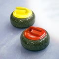 Two curling stone on Ice Royalty Free Stock Photo