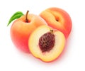 Two cut peach fruits Royalty Free Stock Photo