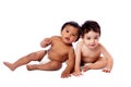 Two cute babies sitting together Royalty Free Stock Photo