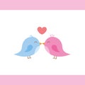 Two cute birds are kissing cartoon Royalty Free Stock Photo