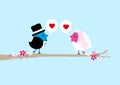 Two Birds Wedding On Tree Speech Bubbles Heart Blue Sky Royalty Free Stock Photo