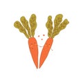 Two cute carrots in love holding hands. Vector Royalty Free Stock Photo