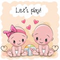 Two Cute Cartoon babies Royalty Free Stock Photo