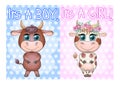 Two Cute Cartoon babies boy and girl Royalty Free Stock Photo